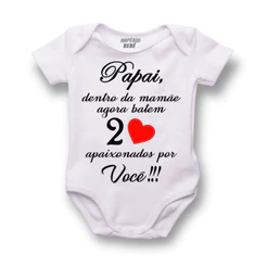 Body Do Bebê PERSONALIZADO Papai Dentro Da Mamãe Agora Batem 2 CORAÇÕES APAIXONADOS POR VOCÊ C 2872