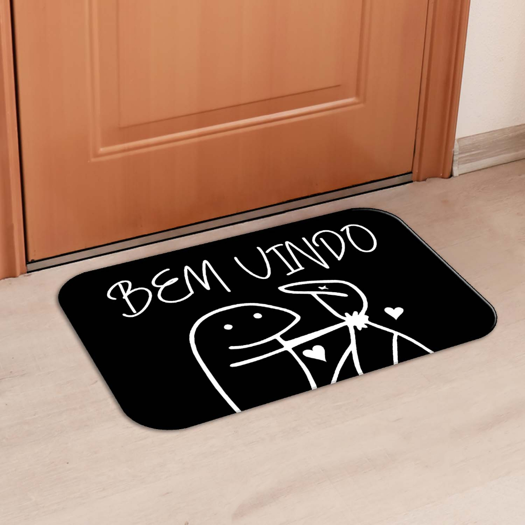 TAPETE PARA PORTA DECORATIVO - 35X60 - 2mm - BEM VINDO FLORK