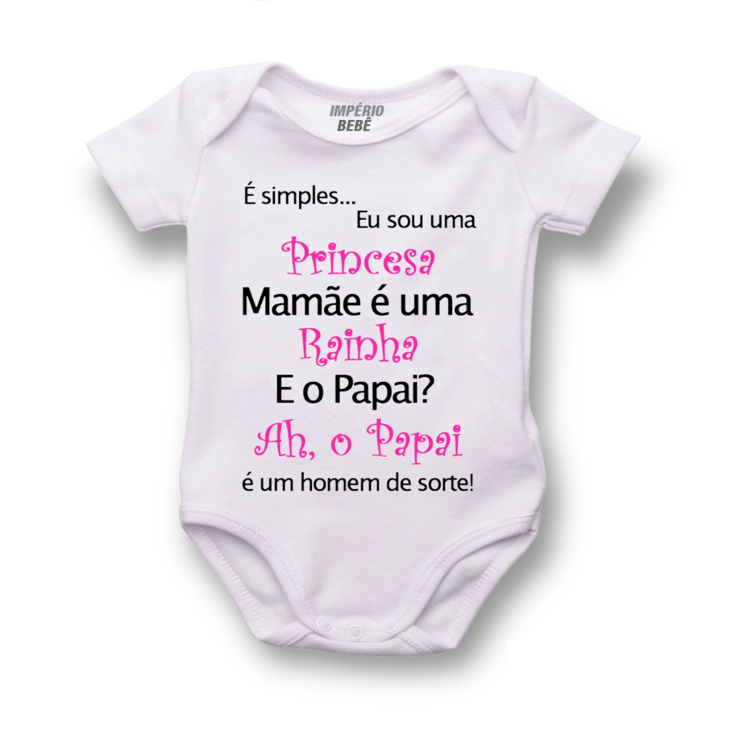 1 Body Bebê Personalizado Frase Menina PRINCESA MAMAE RAINHA