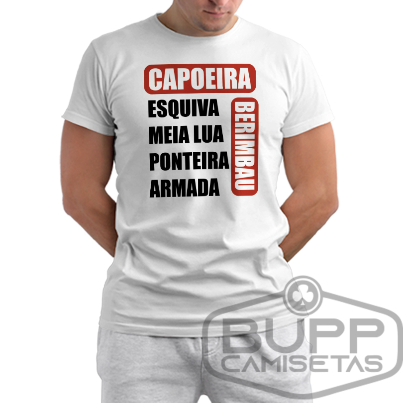 Camiseta Capoeira Berimbau Camisa Masculina Luta Artes Marciais Várias Cores 100% Algodão