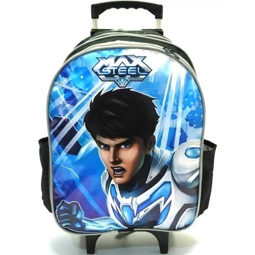 Mochila Infantil Escolar Meninos Max Steel Raio Laser Rodinhas G F1