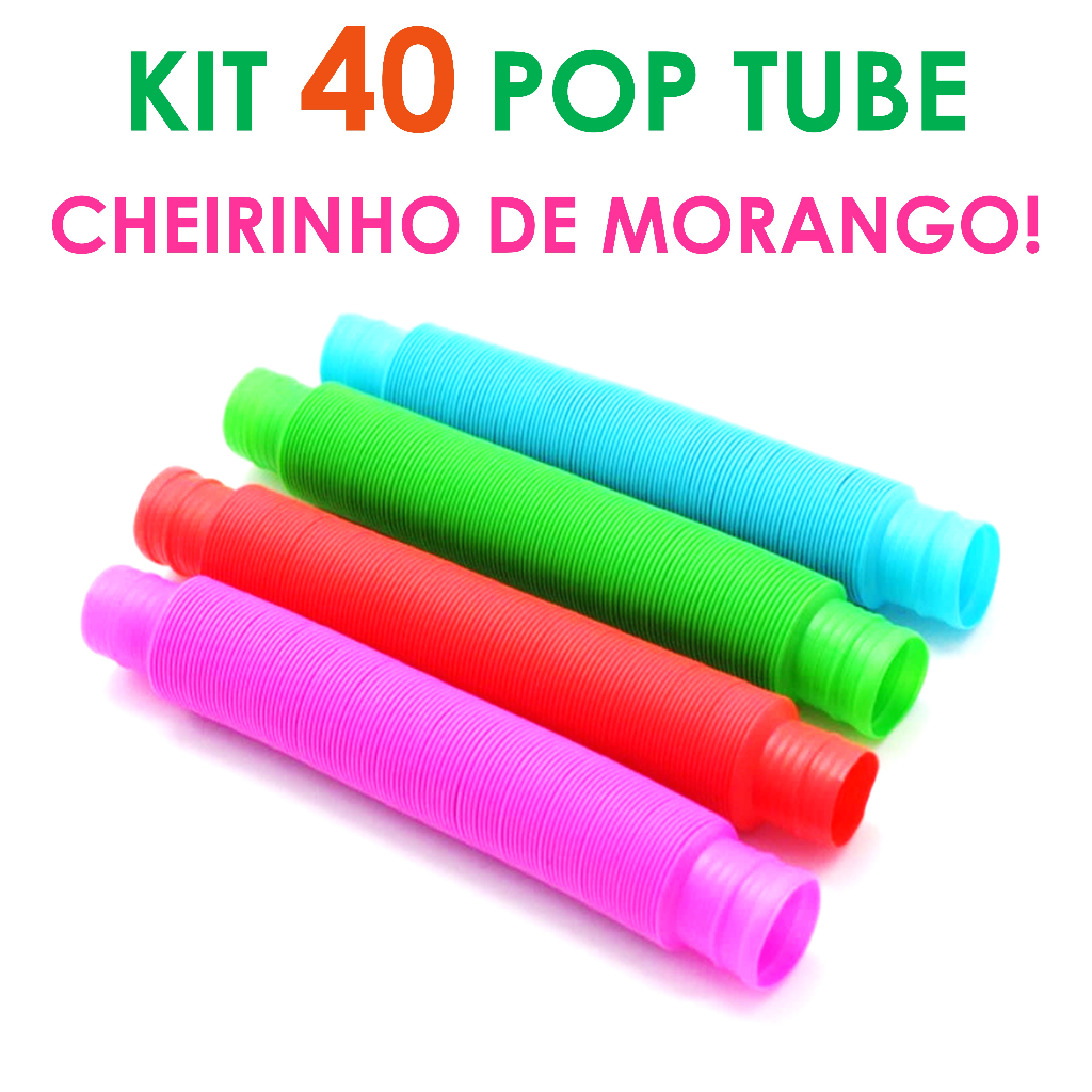 Kit 40 unidades POP TUBE 14cm Tubo Fidget Toy Sensorial Descompressão Anti Stress