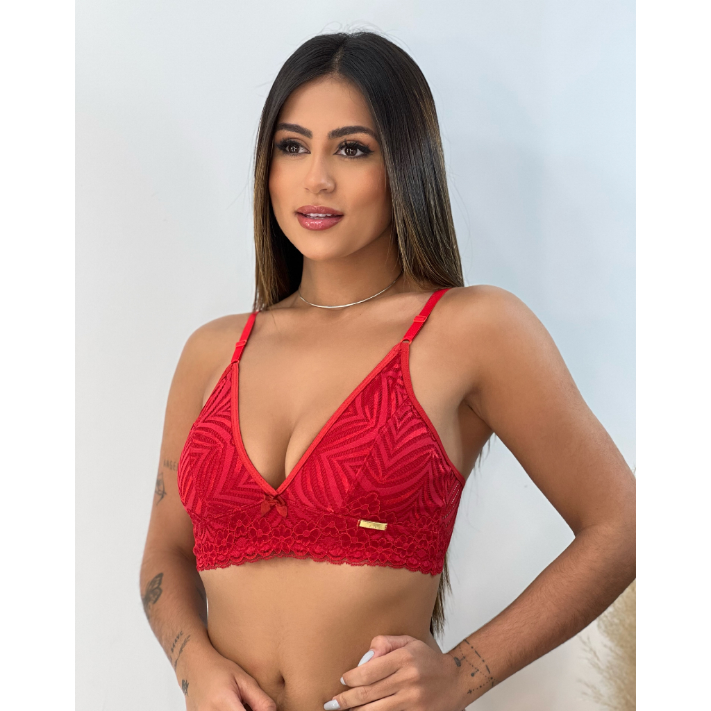KIT 3 Sutiã Renda Luxo Soutien Carla Rendado Conforto Sem Bojo