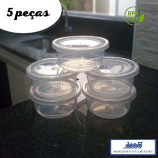Conjunto pote plástico redondo mini 5 peças