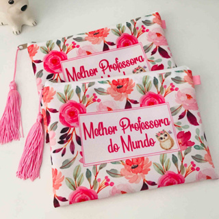 kit com 2 necessaires  Melhor professora do mundo floral em Oferta na Shopee