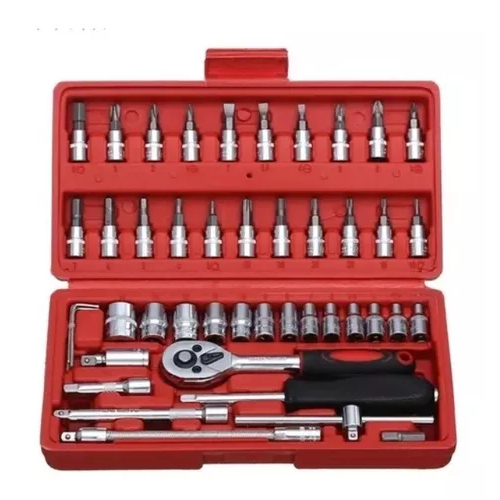Kit Ferramentas Jogo 46 Chaves Catraca Torx Allen Soquetes Portátil
