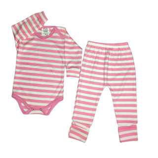 Conjunto Body Basico Listrado e Mijão Listrado Vira Pé de Bebê +1BB.