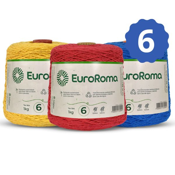 Barbante EuroRoma 1kg Kit 6 Unidades Escolha as Cores e Fio em Oferta na Shopee