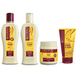 Kit Tutano Bio Extratus Shampoo, Condicionador, Banho de Creme 250mL e Finalizador Biottano 150g Ceramidas, Força e Maciez