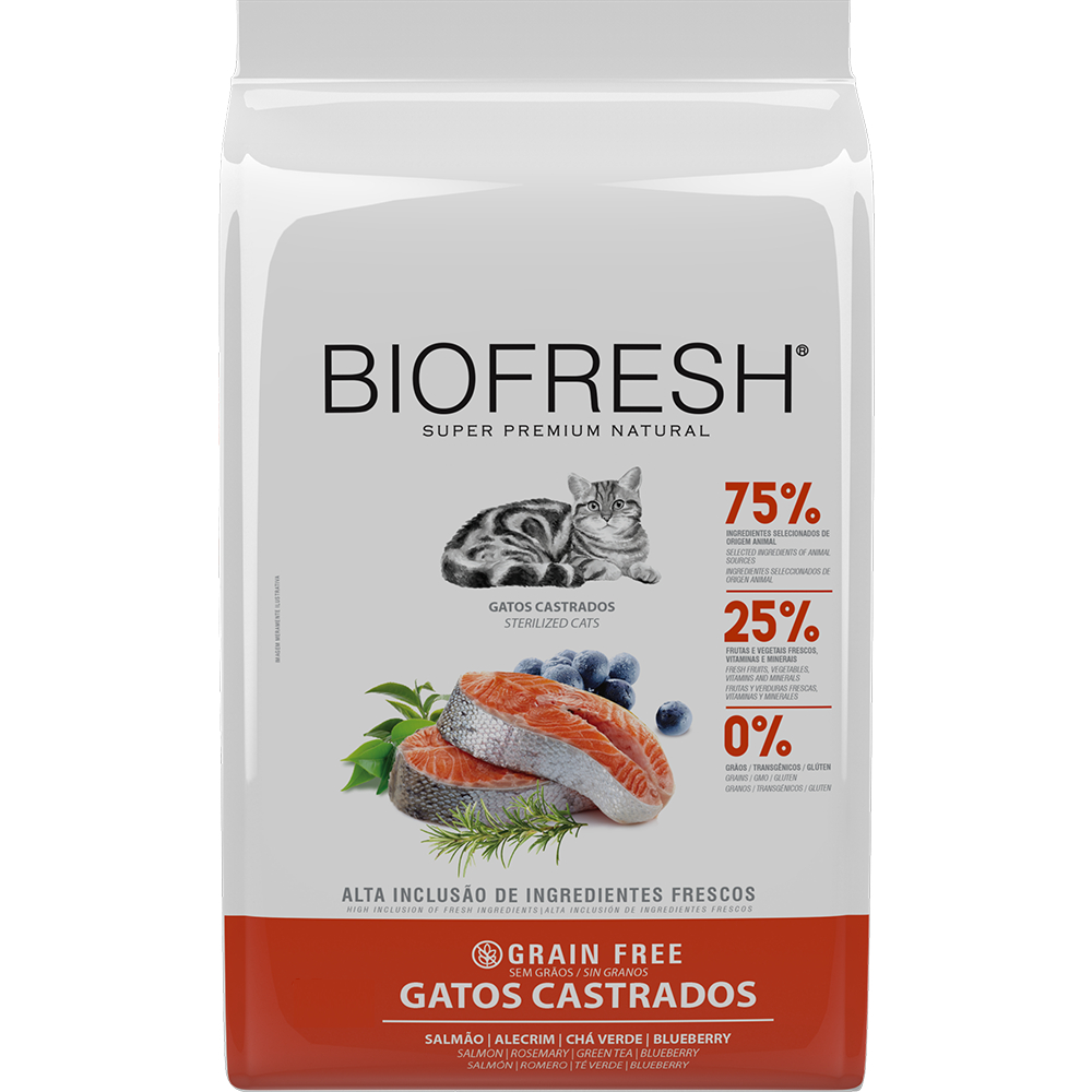 Ração Biofresh Gatos Castrados Salmão 7,5kg em Oferta na Shopee