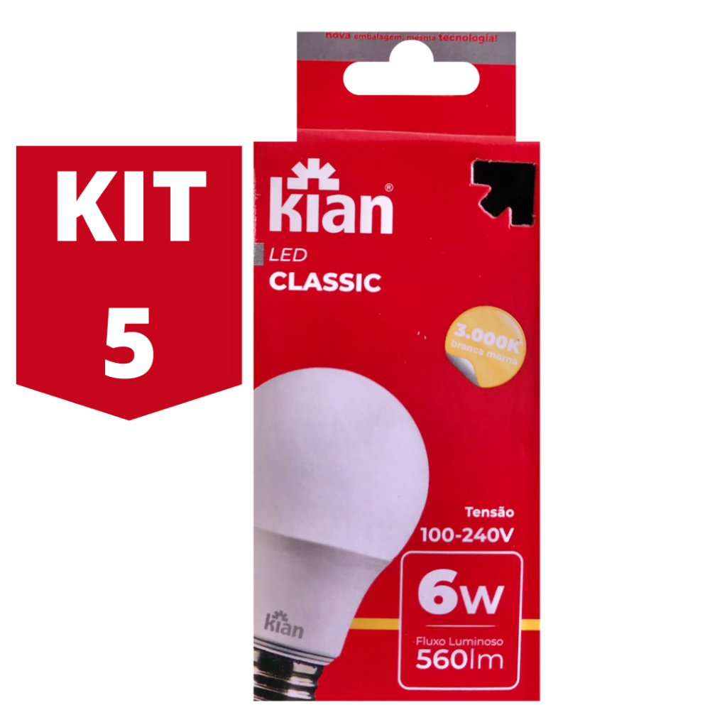 Kit 5 Lampada LED 6w Luz Amarela 3000k Economica Bivolt em Oferta na Shopee