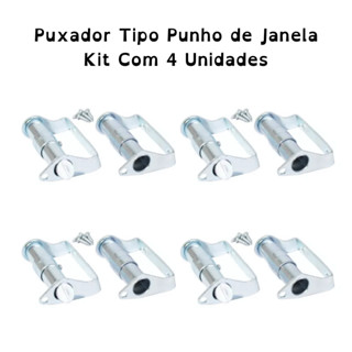 Puxador Tipo Punho de Janela Zincado kit Com 4 Unidades.