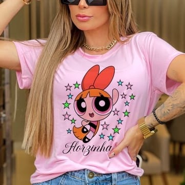 Tshirt Blusa feminina Meninas Super Poderosas, LINDINHA, DOCINHO, FLORZINHA, CAMISETA DESENHO ANIMADO