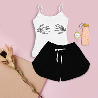 Pijama Conjunto Feminino Estampa Mãos Preto
