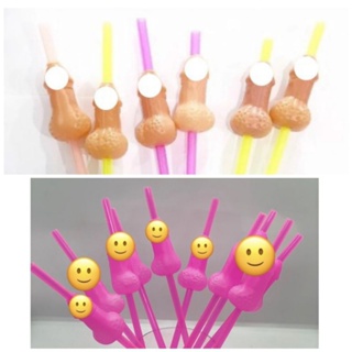 20 Canudos pênis  despedida de solteiro sortidos preto pink neon e bege em Oferta na Shopee