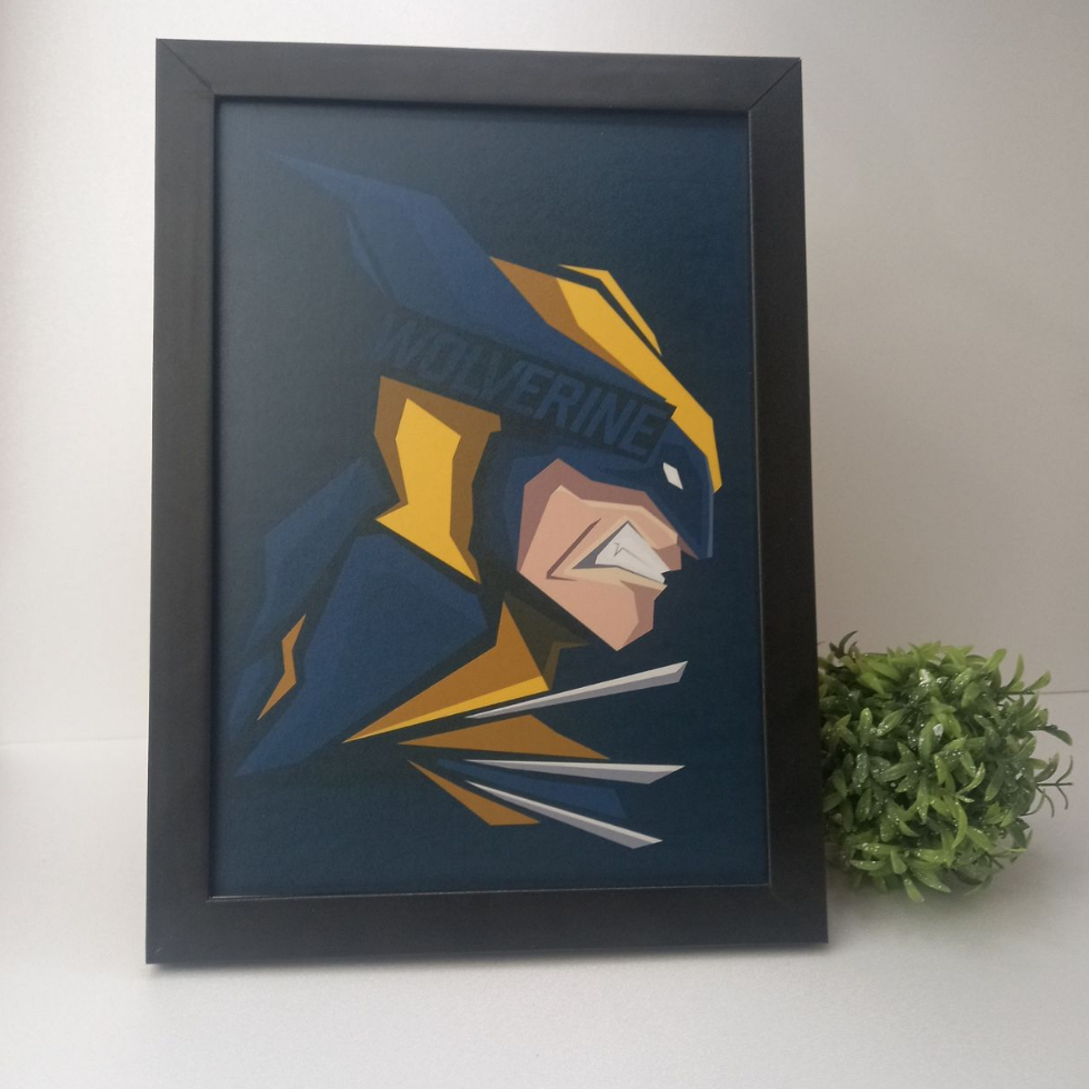 Quadro decorativo Marvel Wolverine uma decoração elegante com este objeto para quarto sala