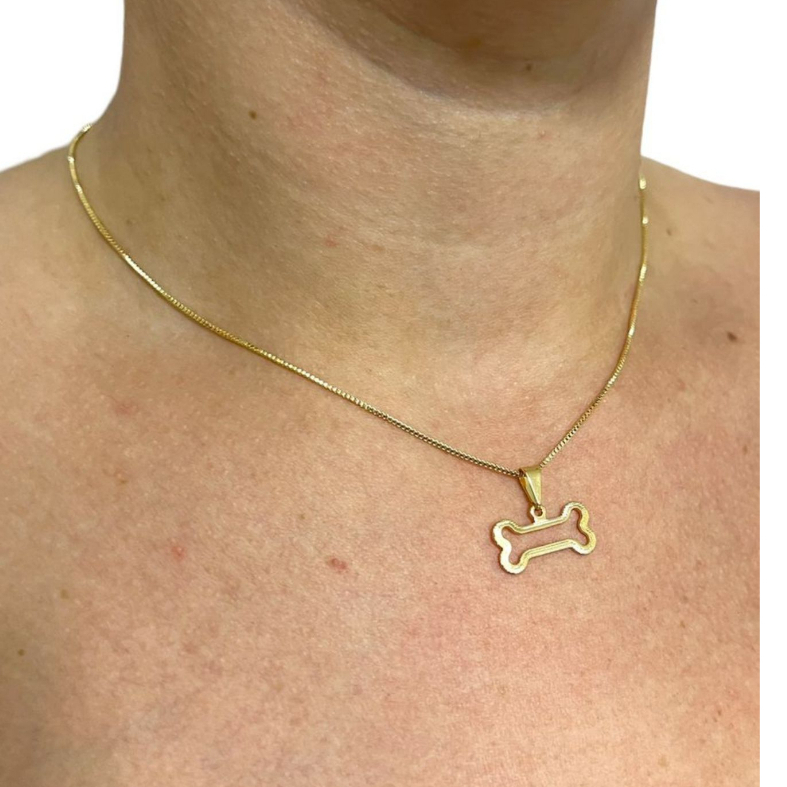 Correntinha + Pingente Mãe De Pet Banhada Ouro 18k