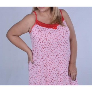 Camisola básica com renda no decote plus size tendência feminina