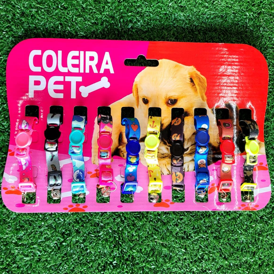 Cartela Coleira com fecho anti-enforcamento/Regulável -10 coleiras para gato cores variadas em Oferta na Shopee