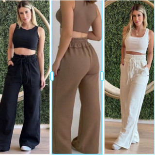calça pantalona moletom feminina&2023 cod:8008
