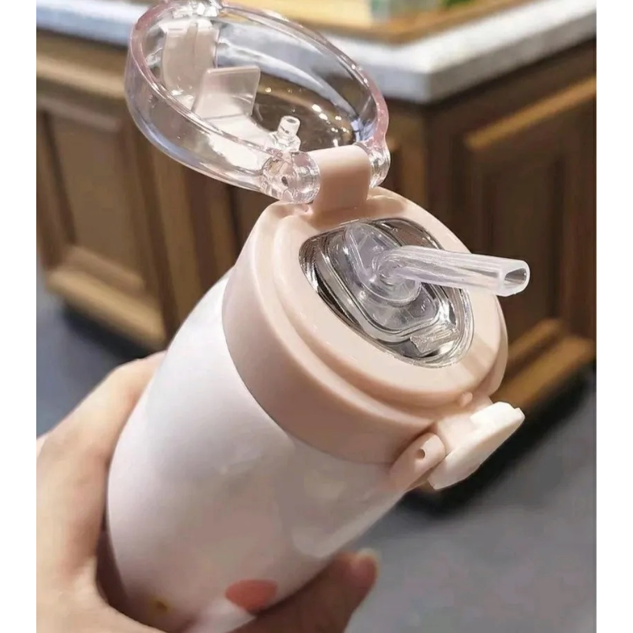 Garrafa Térmica Infantil Com Canudo Aço Inox 350ml Animais