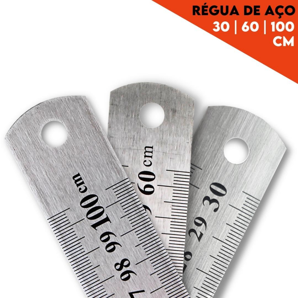 Régua De Metal - Aço Inox - Patchwork - 30 Cm/ 60 Cm/ 1 Metro - CRIAR em Oferta na Shopee