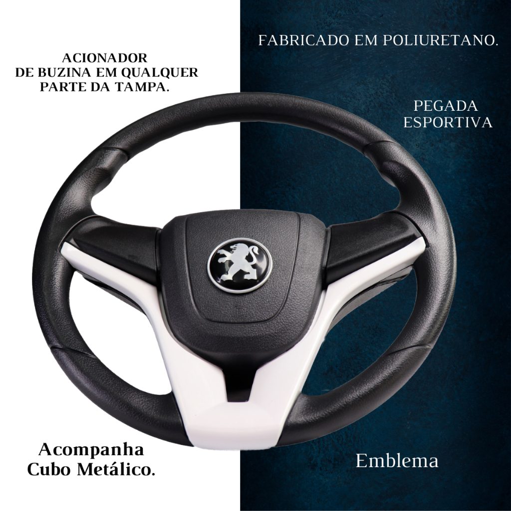 Volante Esportivo cruze branco para peugeot 3008 106 206 306 207 307 · foto 2