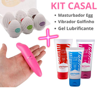 Vibrador Golfinho + Egg Masturbador + Gel Lubrificante Kit Casal Sex Shop