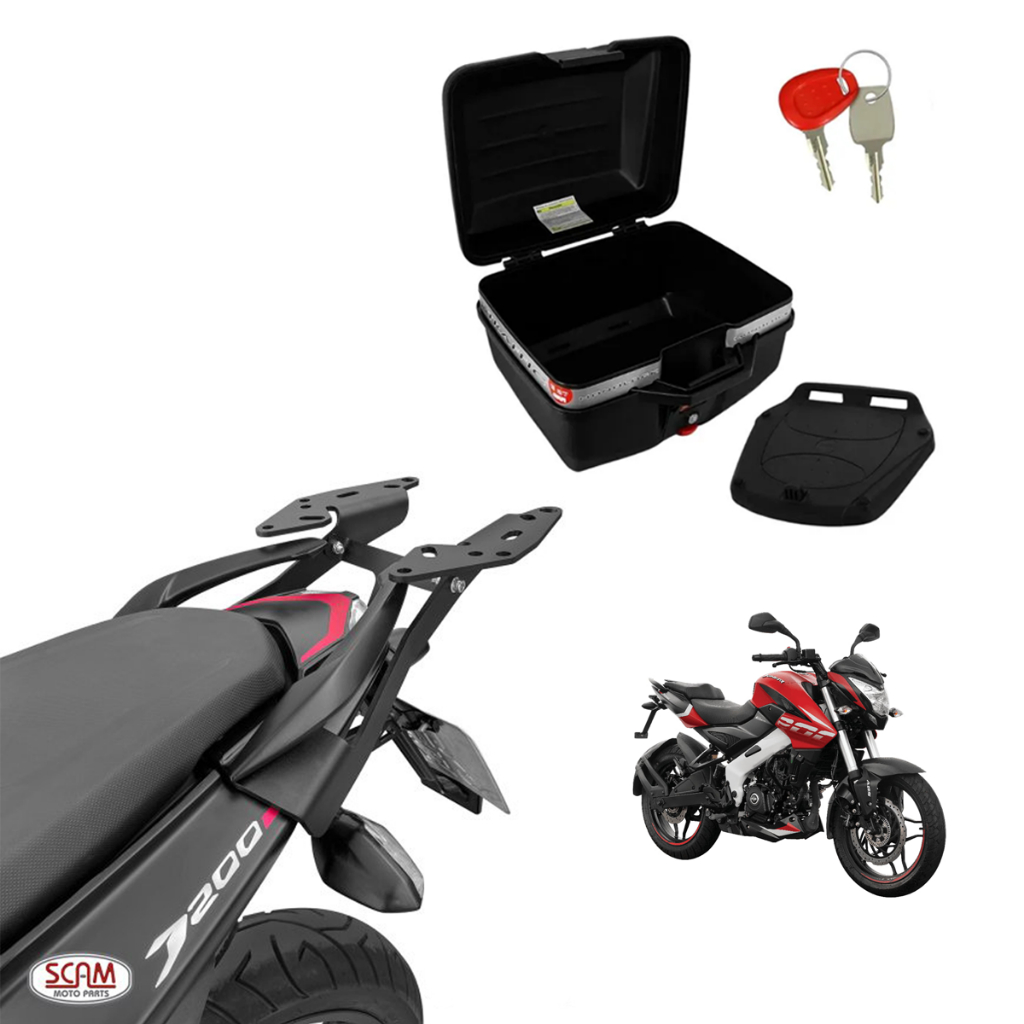 Suporte Bagageiro Scam + Baú Givi Traffic 27l E27M Bajaj Dominar 160 / 200 / NS160 / NS200