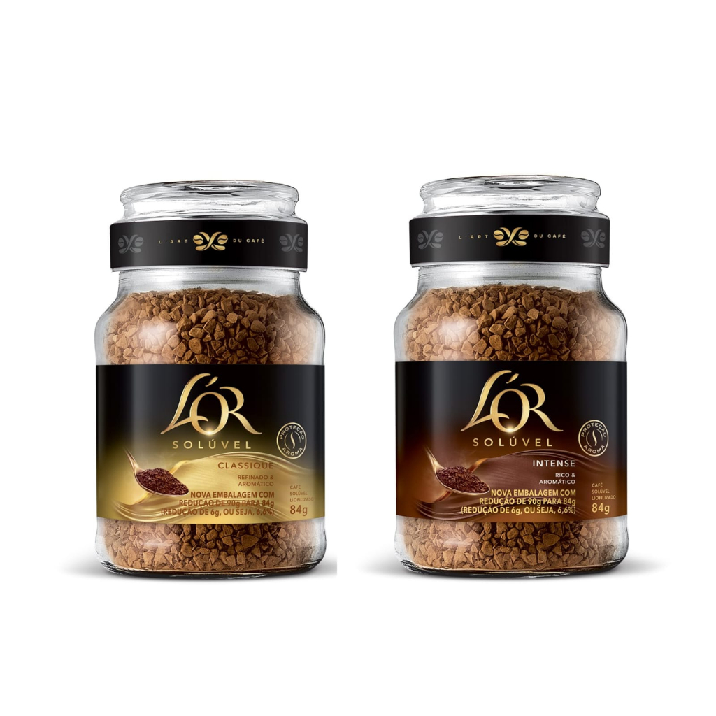 Café Lor Solúvel liofilizado intense  ou classico embalagem em vidro com 84g