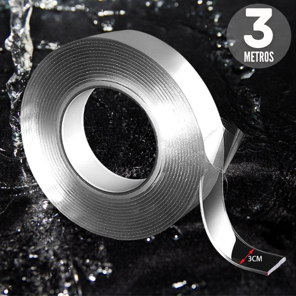 Fita Dupla Face Extra Forte Transparente NanoGel Silicone Mágica Adesiva Cola na Parede Móvel Porta