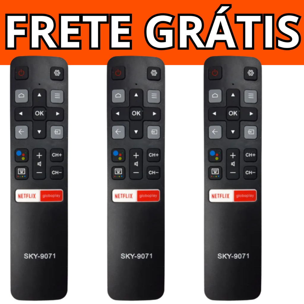 3 Controle Remoto TV TCL Android Led Qled Sky9071
