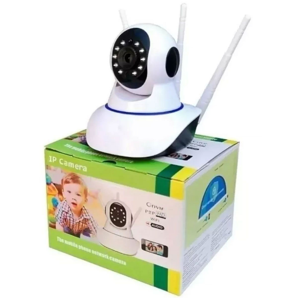 Câmera Ip Baba Eletrônica Três Antenas Wi Fi Ir Wireless