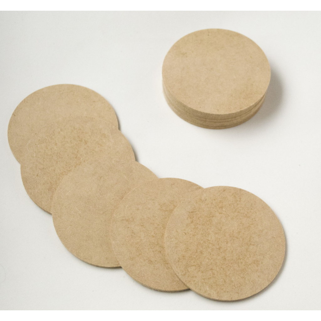 Kit Com 100 Bolachas  Mdf Crú Círculo aplique