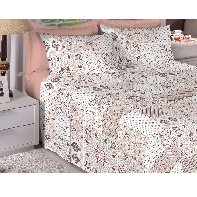 Lençol Cama Queen Microfibra Estampado S/Elástico