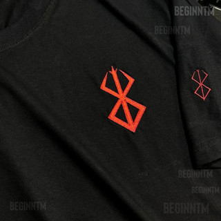 Camiseta Berserk Bordado anime Guts camisa 100% algodão penteado Simbolo Berserk Guts
