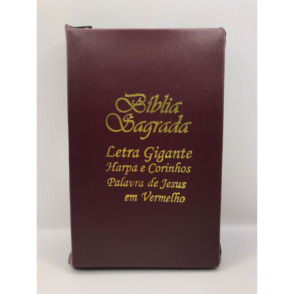 Bíblia Sagrada Tamanho Grande com Harpa Palavras de Jesus em Vermelho Zíper Capa Vinho em Oferta na Shopee