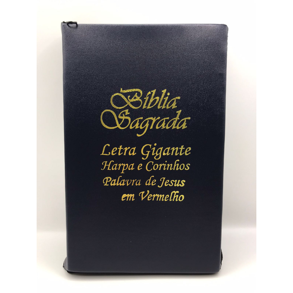 Bíblia Sagrada Tamanho Grande com Harpa Palavras de Jesus em Vermelho Zíper Capa Azul em Oferta na Shopee