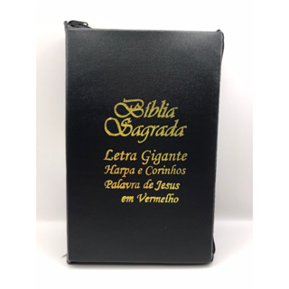Bíblia Sagrada Tamanho Grande com Harpa Palavras de Jesus em Vermelho com Zíper Preto em Oferta na Shopee
