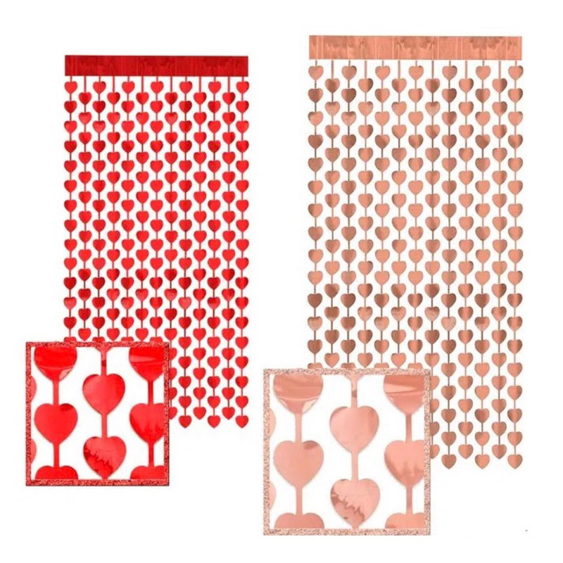 Cortina Metalizada Coração Para Festa 1mx2m fita metalizado em Oferta na Shopee