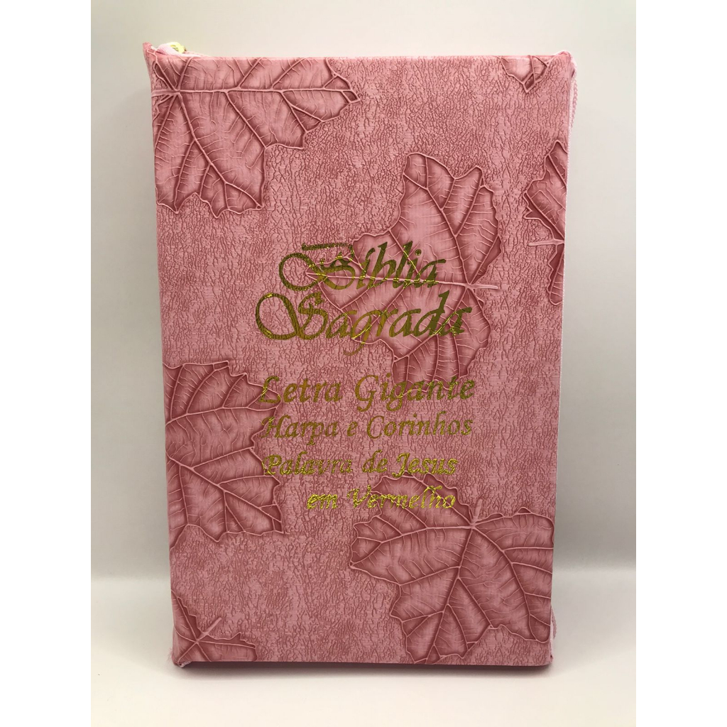 Bíblia Sagrada Tamanho Grande com Harpa Palavras de Jesus em Vermelho Zíper Capa Folha Rosa em Oferta na Shopee