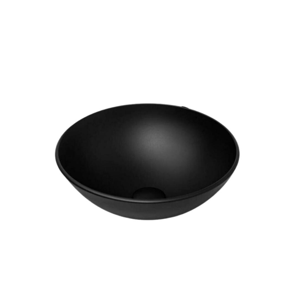 Cuba/Pia Lopazzi PARA BANHEIROS E LAVABOS REDONDA 35CM - VIDRO 8MM PRETO FOSCO LUXO