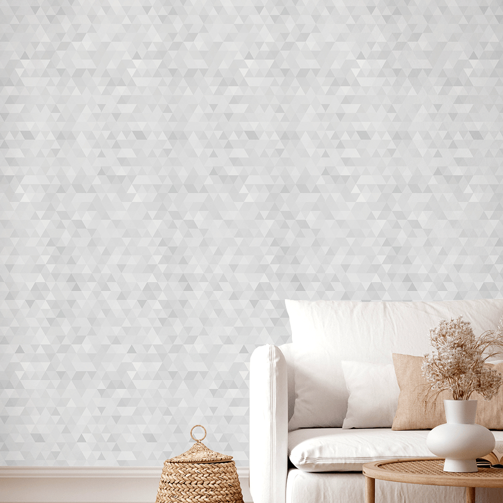 Papel De Parede Adesivo Lavável Triângulos Trilogia Tons de Cinza 3m x 50cm