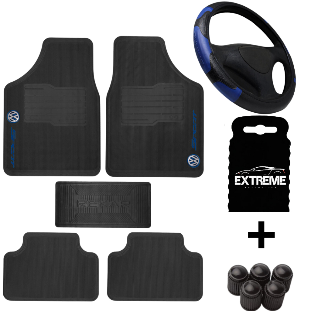 Tapete Carro Automotivo VOLKSWAGEN Otimizado + Capa Volante Colorida Reforçada -  Fox, gol, saveiro, polo, voyage, parati, golf, g1, g2, g3, g4, g5