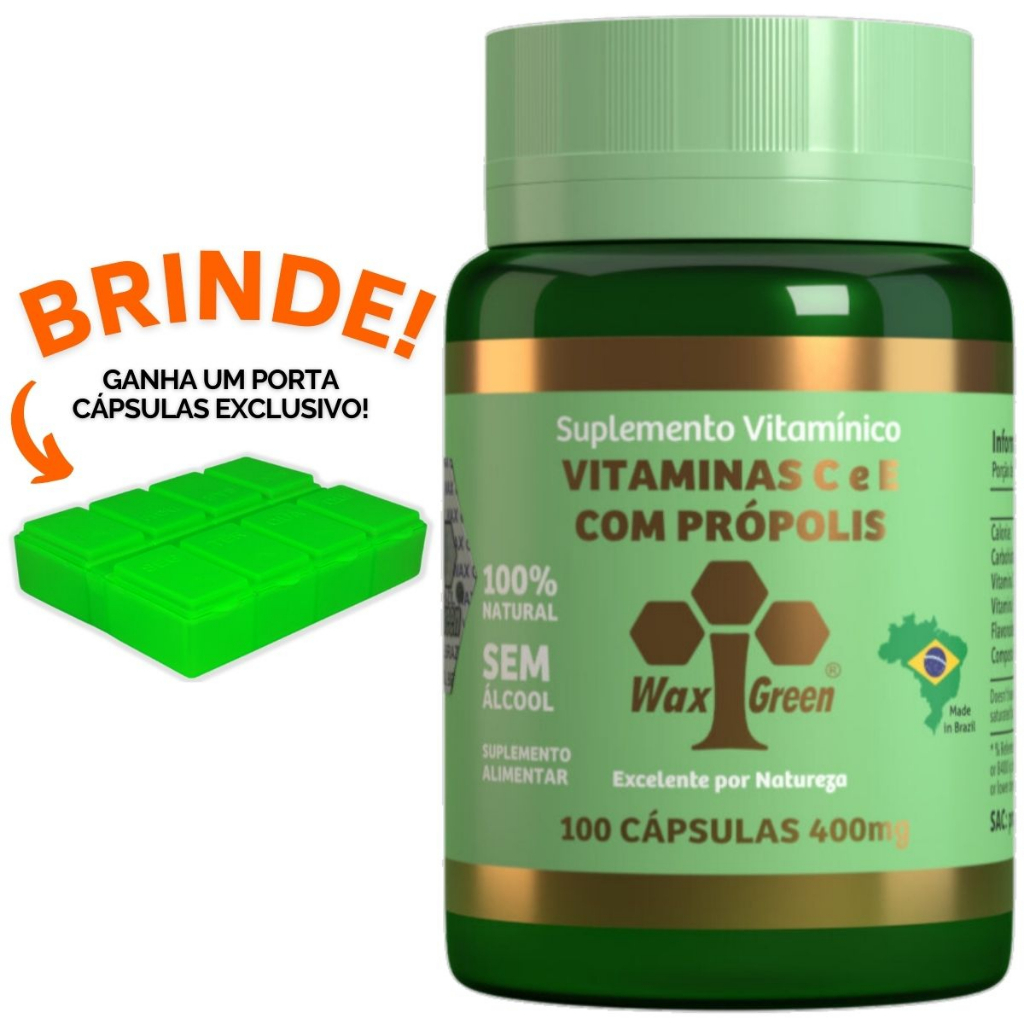 Própolis Verde 80% Extrato Seco 300mg 100 Cápsulas - Wax Green Original