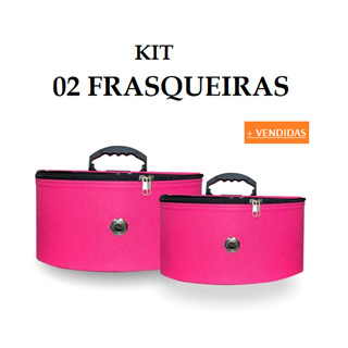 Kit 02 Frasqueira Necessaire Maleta Maquiagem Esmaltes Rosa Premium