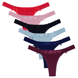 kit com 3 peças Calcinha pala com renda lingerie feminina tanga poliéster C02