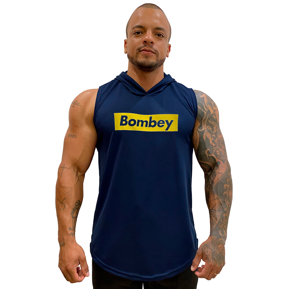 Regata Masculina em Dry com Capuz Longline Azul Marinho