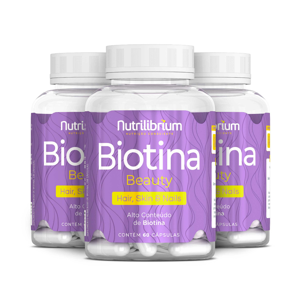Kit 3x Biotina Beauty Premium Cabelos Pele Unhas - 180 Caps Nutrilibrium