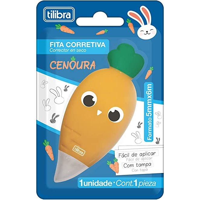Corretivo em Fita Cenoura 5 mm x 6 m - Tilibra / Papelaria / Material Escolar / Correção